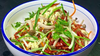 Don't always fry mushrooms, try this cold mushroom salad, it is sour, spicy, crispy