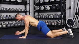 Kneeling elbow to hand plank step ups