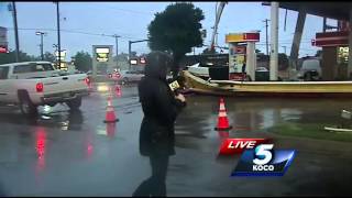 Bree Steffen reports on damage at Oklahoma City gas station