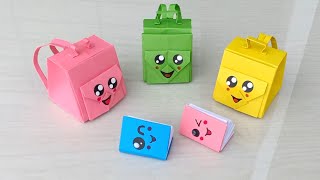 How to make a Paper School Bag // Backpack Origami // Easy Origami Paper School Bag