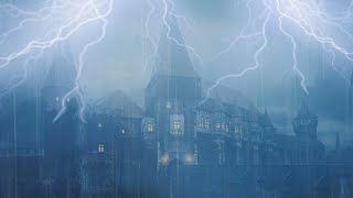 Heavy Rain and Thunder Sounds On Old Castle - Rainstorm & lightning for Sleeping, Study, Relax