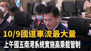 10/9國道車流最大量 國五南港系統高乘載管制－民視新聞