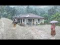 Heavy Rain Accompanied by Lightning in My Quiet Village | Sleep With the Sound of Rain and Thunder