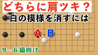 白模様を消すには、左右のどちらに肩ツく？【囲碁#107】