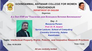 Faculty Development Programme - Day - 3 - Resource Person: Prof. Dr. R. Anand #fdp#gacw#june#english