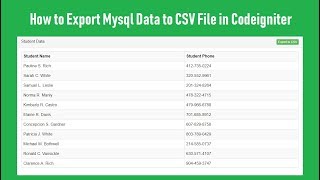 How to Export Mysql Data to CSV File in Codeigniter