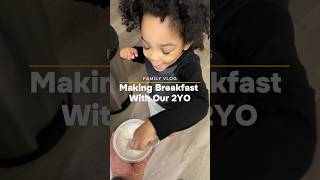 2 Year Old Toddler Making Waffles for the 1st Time! #parenting #toddlercooking #chef #shorts