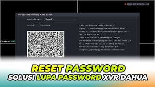 Cara RESET PASSWORD DVR XVR Dahua | Dahua PASSWORD Reset