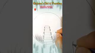 Kids Easy Scenery Drawing || Easy rules for drawing scenes for kids II#pencildrawing #youtubeshorts