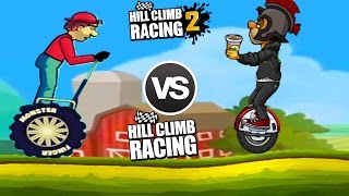 MonoWheele vs OneWheeler - Hill Climb Racing vs Hill Climb Racing 2 Android GamePlay 2017