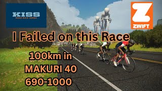 Zwift - Race: KISS RACE 100 // FAILED IT // Pace was insane.