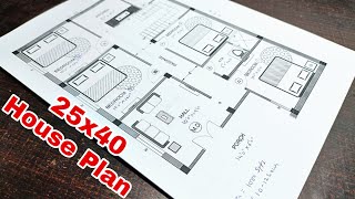 25x40 House Plan || 25x40 घर का नक्शा || 1000 Sqft House Plan || 4Bhk || Home Design Decore