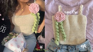 how to crochet rose & ruffles top | easy tube/tank top tutorial (y2k inspired)