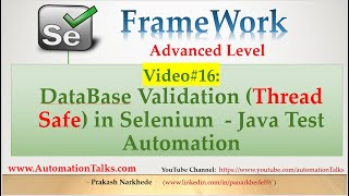 Selenium Framework - Advanced- 16. Database Validation in Selenium - Java Test Case (Threadsafe)