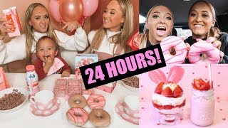 WE only ate PINK food for 24 HOURS challenge!!!