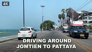 【4K】Driving From jomtien beach  to Pattaya beach Thailand (2021)