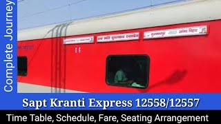 Sapt Kranti Express 12558/12557 : Time Table, Schedule, Fare, Seating Arrangement, 3AC Layout, Food