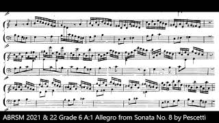 Allegro from Sonata No. 8 by Pescetti (ABRSM 2021 \u0026 22 Grade 6 A:1)