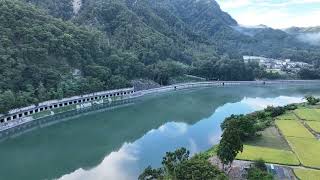 生坂ダム湖上空からの風景