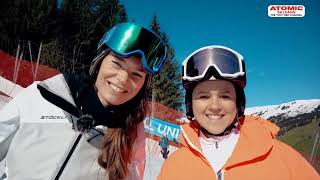 AUDI FIS Ski World Cup finals - women downhill - race course with Tina Maze and Viktoria Rebensburg