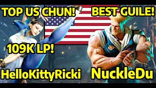 Street Fighter 6 ➥  HelloKittyRicki (CHUN-LI) VS NuckleDu (GUILE ガイル) 4K Master Ranks