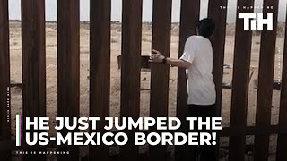 Dynamo the illusionist squeezes through the new fence on the US border with Mexico