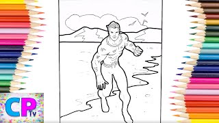 Aquaman Coloring Pages, Aquaman Come Out of The Sea and Ready for Action