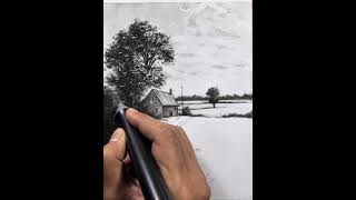 Cabin In the Woods || Relaxing Art ASMR || Charcoal Drawing Tutorial #28