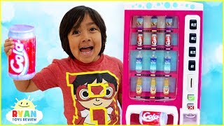 Ryan Pretend Play with Vending Machine Soda Kids Toys!!!