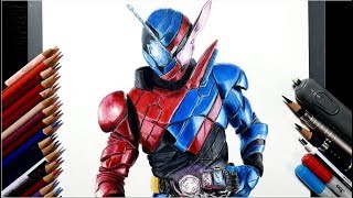 仮面ライダービルドを描いてみた 色鉛筆　Realistically draw Kamen Rider Build with colored pencils