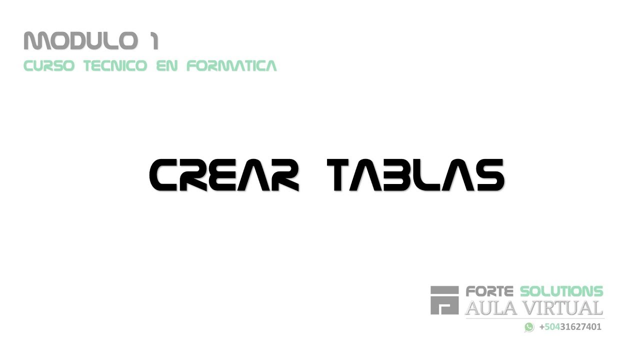 Crear Tablas Part. 1 - YouTube