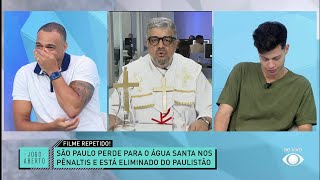 Zoeira Jogo Aberto: Vestido de padre, Heverton brinca com Denilson e Sgarbi por queda do São Paulo