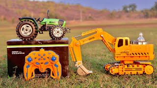 4WD Tractor \u0026 JCB Backhoe Loader Unboxing | Die Cast Model | Real Material Truck loading vehicle