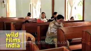 Rongmei church members sing hymnal songs before service, Kohima