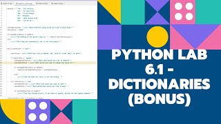 Python Lesson 6.1: Lab - Dictionaries (BONUS)
