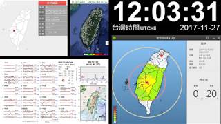 2017年11月27日 12時03分00秒 嘉義縣阿里山鄉 地震速報(強震即時警報)