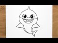 How to draw BABY SHARK step by step, EASY