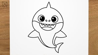 How to draw BABY SHARK step by step, EASY