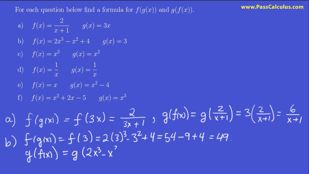 Precalculus - Composition Of Functions - Problem 2 - YouTube