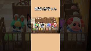 【あつ森】赤ちゃんの様子を見る園児達(ちゃちゃまる・ミッチェル・みすず・ジャック)【ACNH】 #shorts