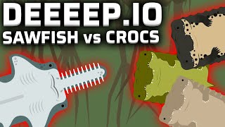 SAWFISH DEMOLISHES CROCS?!?!? | Deeeep.io sawfish montage