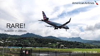 ✈ RARE || Envoy Air - E175 - Runway 27 Approach and Landing - Dominica Douglas Charles Airport