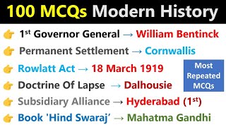 Top 100 Modern History MCQs | Modern History Gk MCQs Questions And Answers | Top History Gk MCQs |