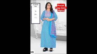 Pranjul Nighty Long sleeve with dupatta #pranjul #nighty #cottonnighty #pranjulnightys