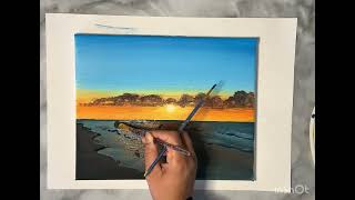 Tuto peinture plage coucher de soleil #plage #dessin #peinture #coucherdesoleil