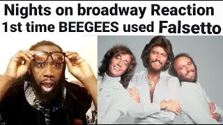 Nights on broadway Bee Gees reaction:First time they used the falsetto live
