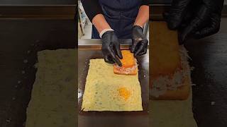 Amazing folding egg potato cheese toast  / 계란폭탄 딱지 토스트  - Korean street food #shortsvideo