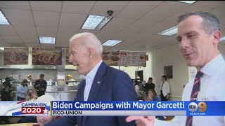 Joe Biden Grabs Tacos With Mayor Garcetti In LA Fundraising Stop