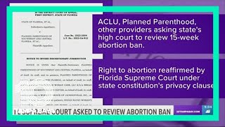 Abortion rights advocates want Florida Supreme Court to review 15-week abortion ban