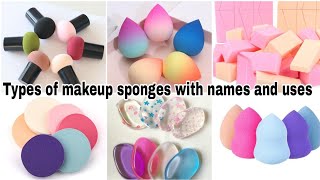 Types of makeup sponges with names and uses/Beauty blender shape and uses/Makeup sponge names list